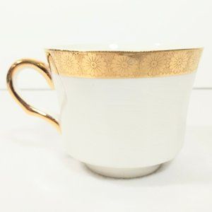 Vintage LE ROI Cup Set of 6 Teacup Coffee Cup White18K Gold Band Rim #1344